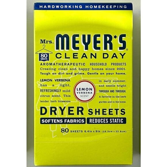 Meyer’s Clean Day Dryer Sheets – Lemon Verbena, 80 Count, New in Box - Picture 1 of 2